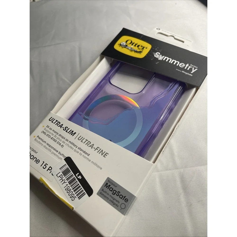 otter box symmetry MagSafe iphone 15 pro ultra slim/ultra fine phone case purple